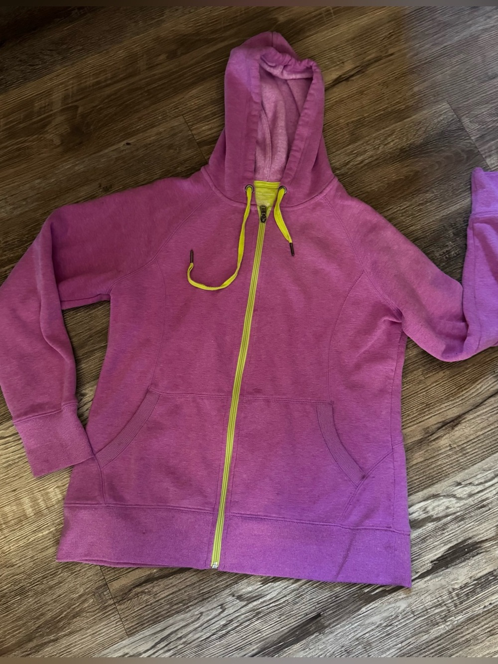Tek Gear Purple/Pink & Neon Green Zip Up Sweatshirt Hoodie Size Large